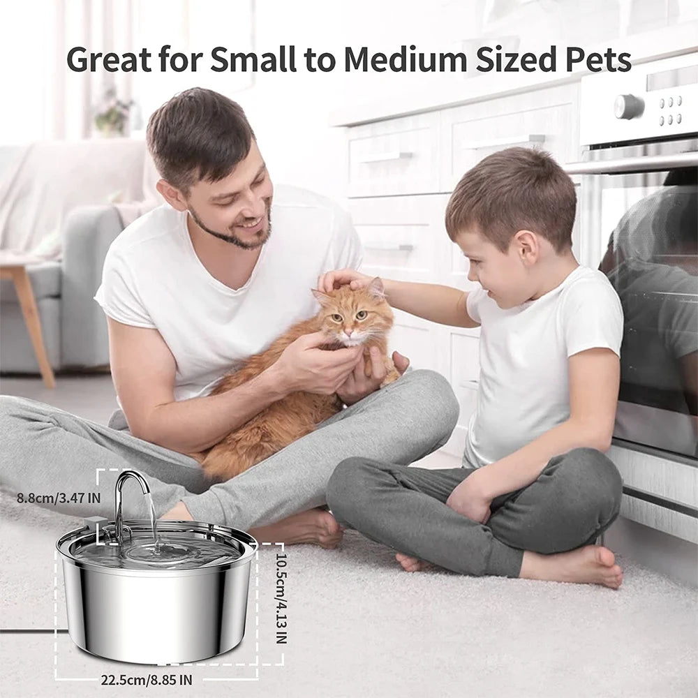 HydroPet Steel - Stainless Steel Pet Water Fountain