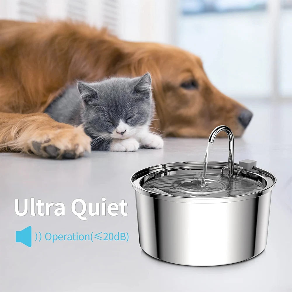 HydroPet Steel - Stainless Steel Pet Water Fountain