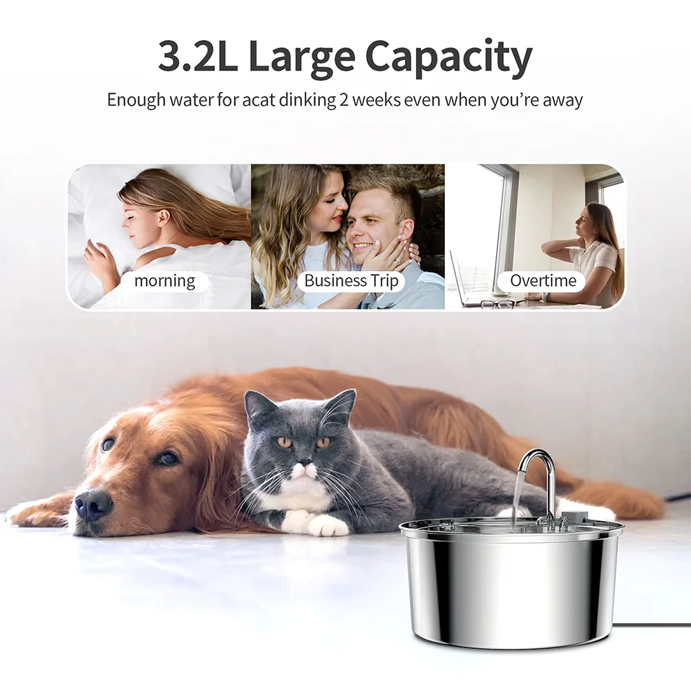 HydroPet Steel - Stainless Steel Pet Water Fountain